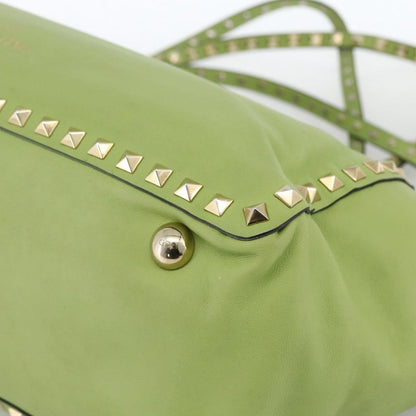 Valentino Garavani Rockstud Tote Textured Leather, GREEN, LEATHER, Tote bag