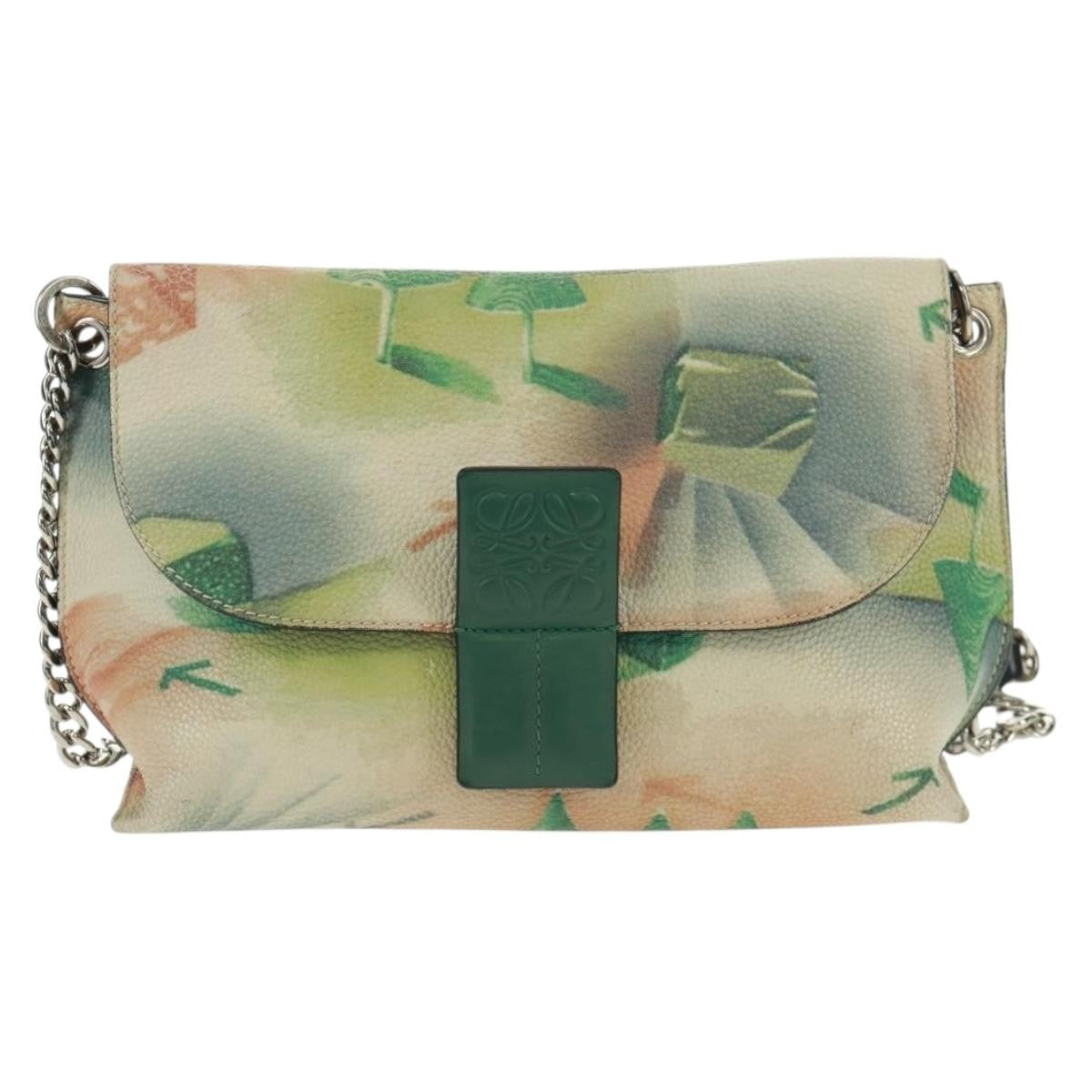Loewe Avenue Crossbody Leather, GREEN, LEATHER, Shoulder bag