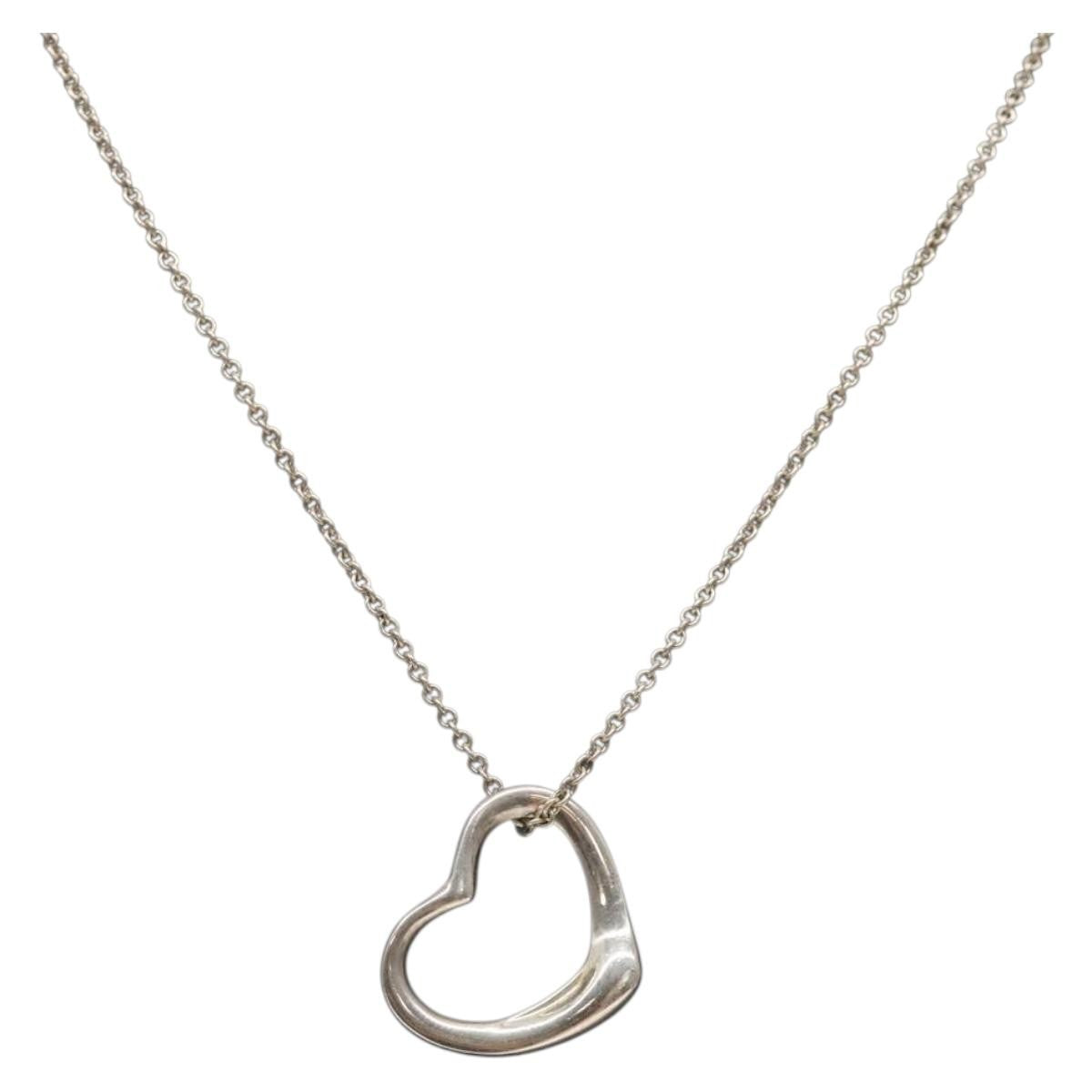 Tiffany & Co. Elsa Peretti Open Heart Pendant Necklace Sterling Silver, SILVER, SILVER, Necklace