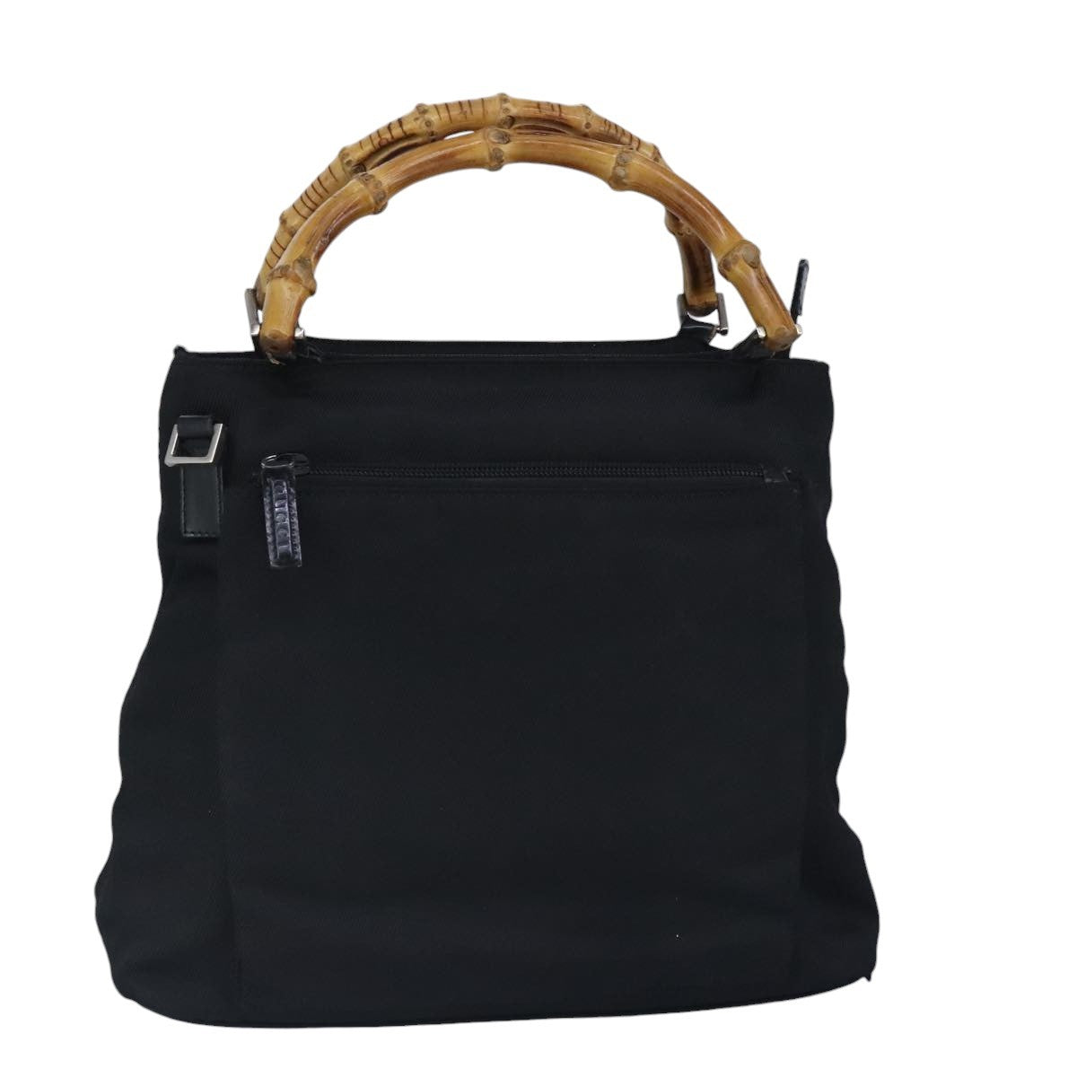 Gucci Bamboo Zip Pouch Nylon & Leather, BLACK, NYLON, Clutche & pouche