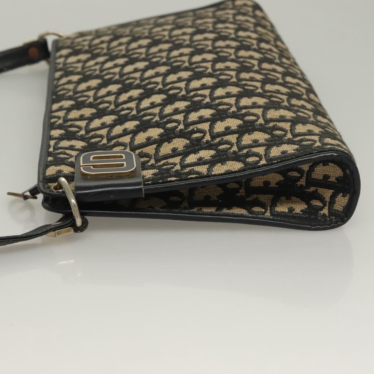 Christian Dior Vintage Trotter Shoulder Bag Canvas, NAVY, CANVAS, Shoulder bag