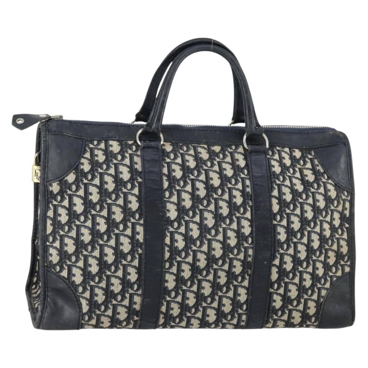 Christian Dior Vintage Trotter Boston Bag Canvas, NAVY, CANVAS, Travel bag