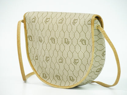 Christian Dior Vintage Honeycomb Shoulder Bag Canvas, BEIGE, CANVAS, Shoulder bag