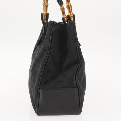 Gucci Vintage Bamboo Handle Bag Canvas, BLACK, CANVAS, Tote bag