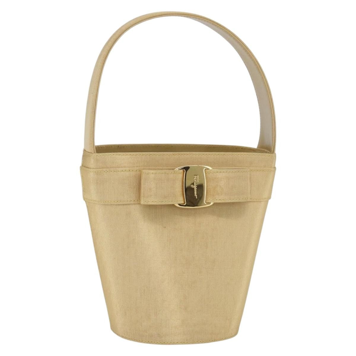 Salvatore Ferragamo Vala Handbag Canvas, YELLOW, CANVAS, Handbag