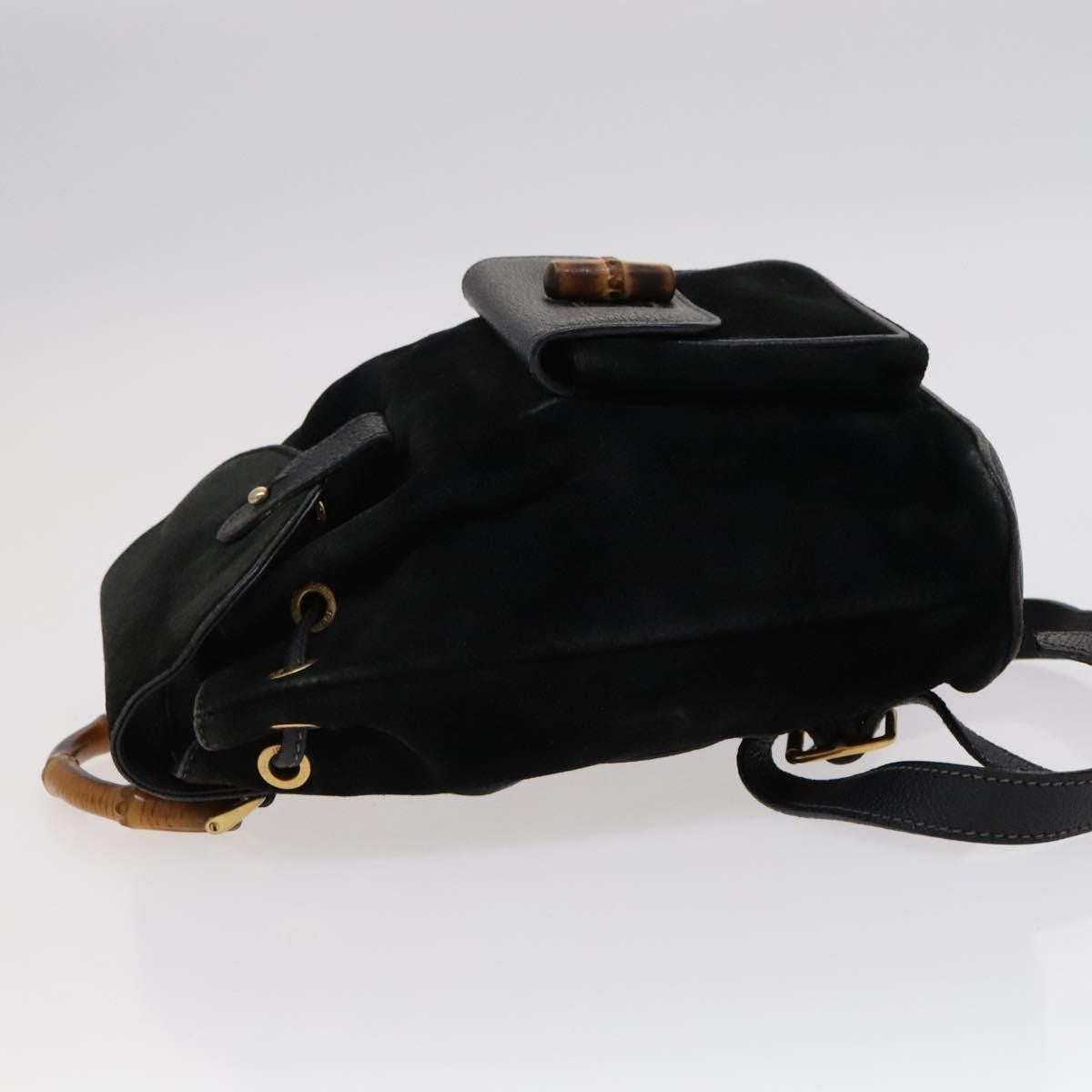 Gucci Gucci bamboo backpack daim, Black, Suede, Backpack