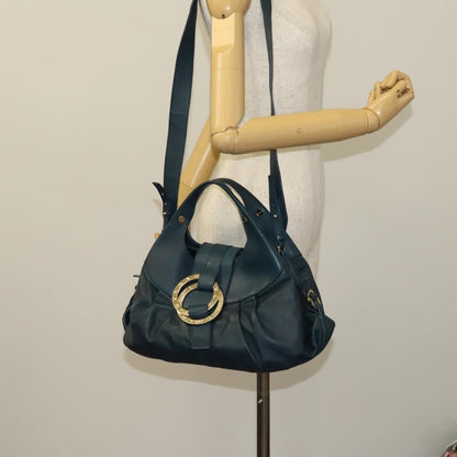 Bvlgari Chandra Hobo Leather, BLUE, LEATHER, Handbag