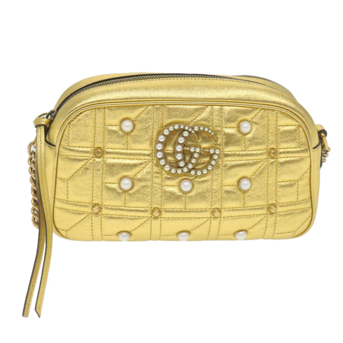 Gucci GG Marmont Shoulder Bag Leather, Gold, Leather, Shoulder Bag
