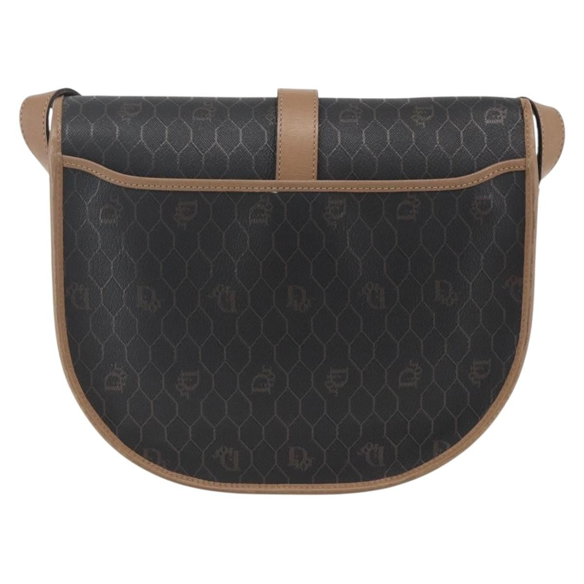 Christian Dior Vintage Honeycomb Shoulder Bag Canvas and Leather, BLACK, CANVAS, Shoulder bag