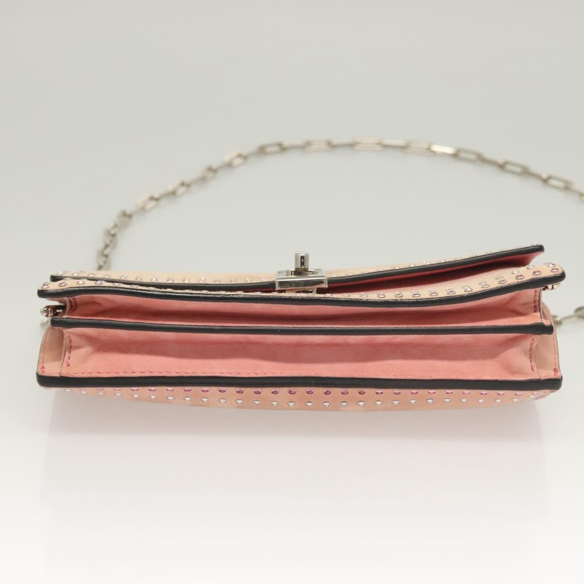Valentino Garavani Turnlock Chain Shoulder Bag Suede, PINK, SUEDE, Shoulder bag