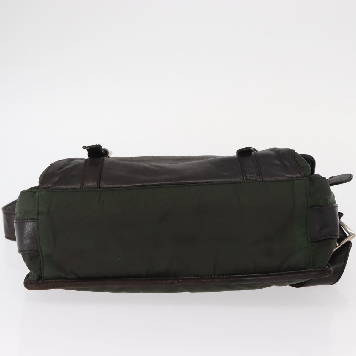 Prada Double Buckle Flap Messenger Bag Tessuto, Khaki, Nylon, Shoulder Bag