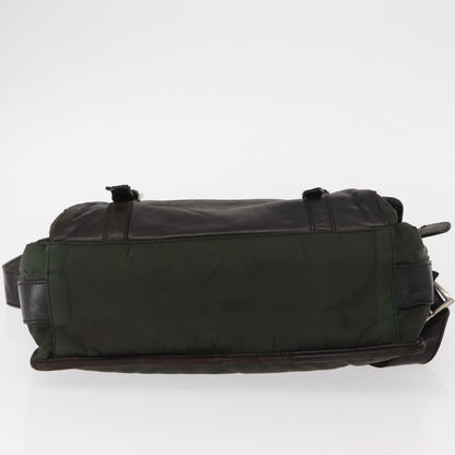 Prada Double Buckle Flap Messenger Bag Tessuto, Khaki, Nylon, Shoulder Bag