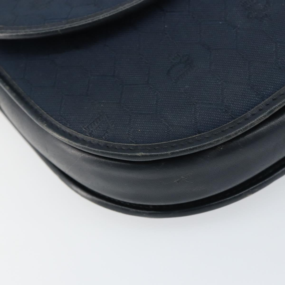 Christian Dior Vintage Honeycomb Shoulder Bag Canvas, NAVY, CANVAS, Shoulder bag
