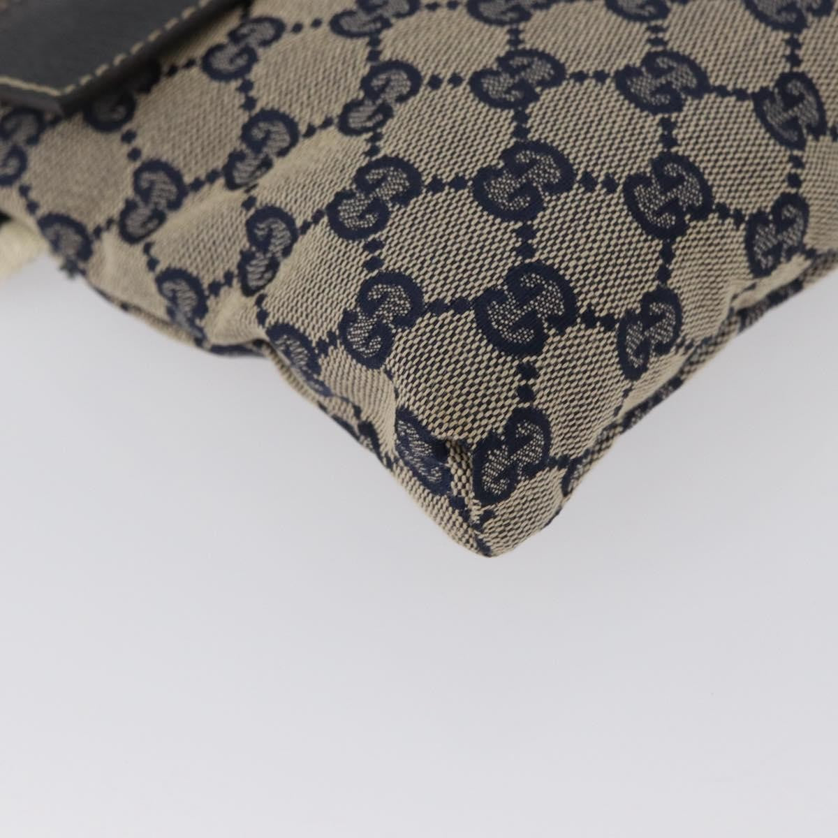 Gucci Vintage Double Belt Bag GG Canvas with Leather, NAVY, CANVAS, Clutche & pouche