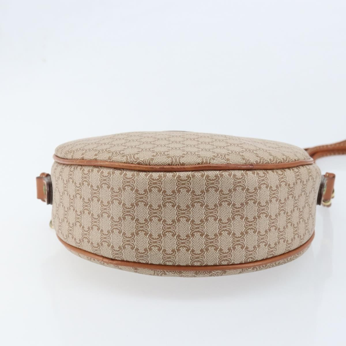 Celine Vintage Macadam Shoulder Bag Canvas and Leather, BEIGE, CANVAS, Shoulder bag