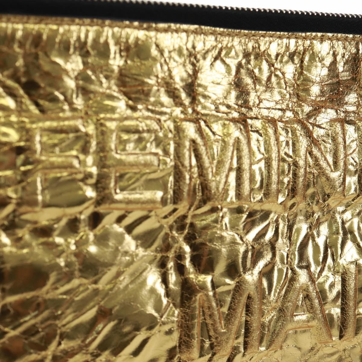 Chanel Feminine Pouch Crinkled Leather, Gold, Leather, Clutch