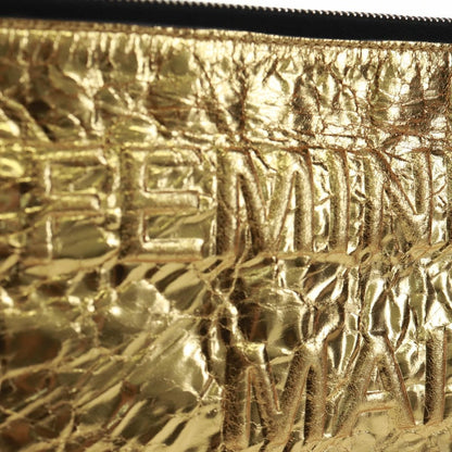 Chanel Feminine Pouch Crinkled Leather, Gold, Leather, Clutch