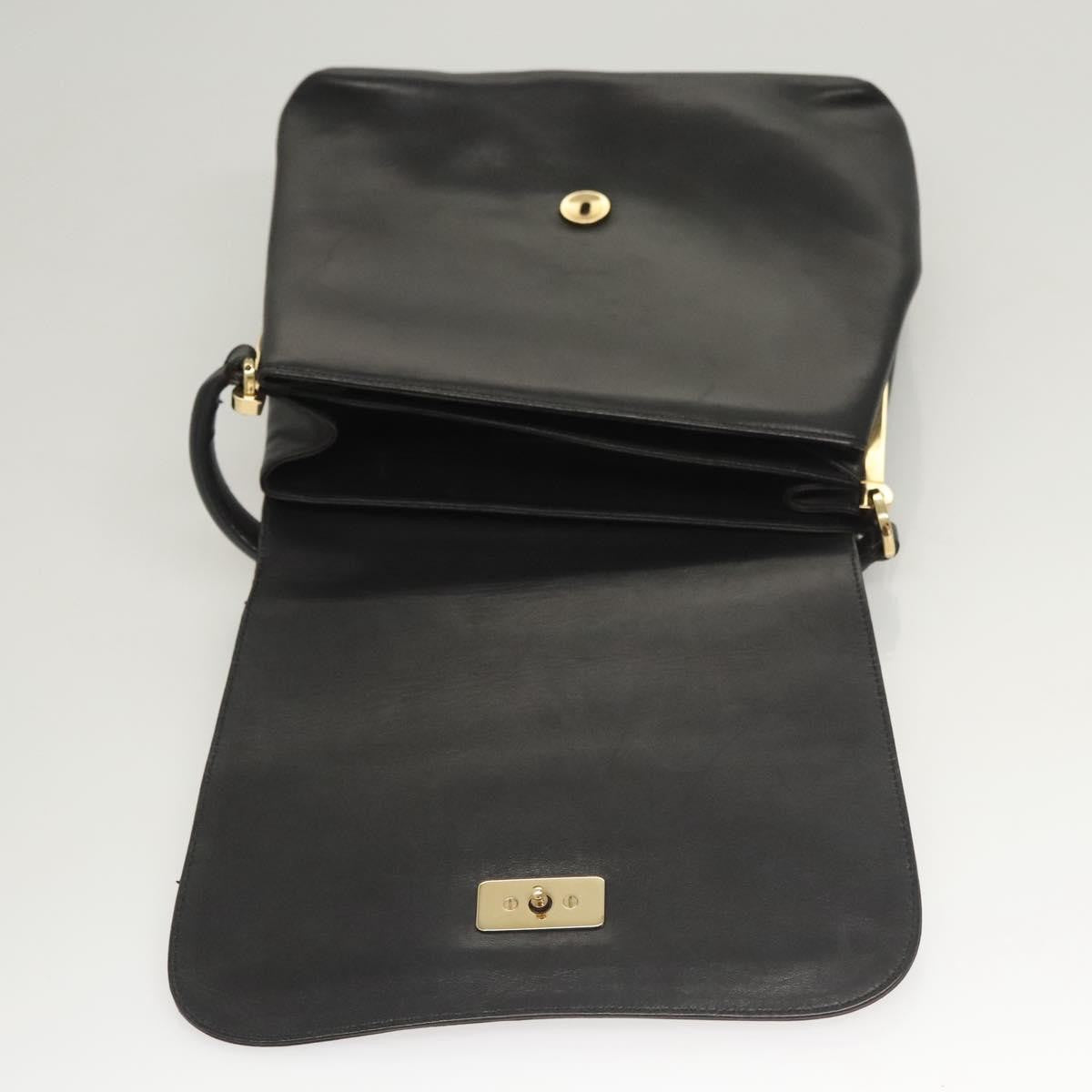 Salvatore Ferragamo Flap Handbag Leather, BLACK, LEATHER, Handbag