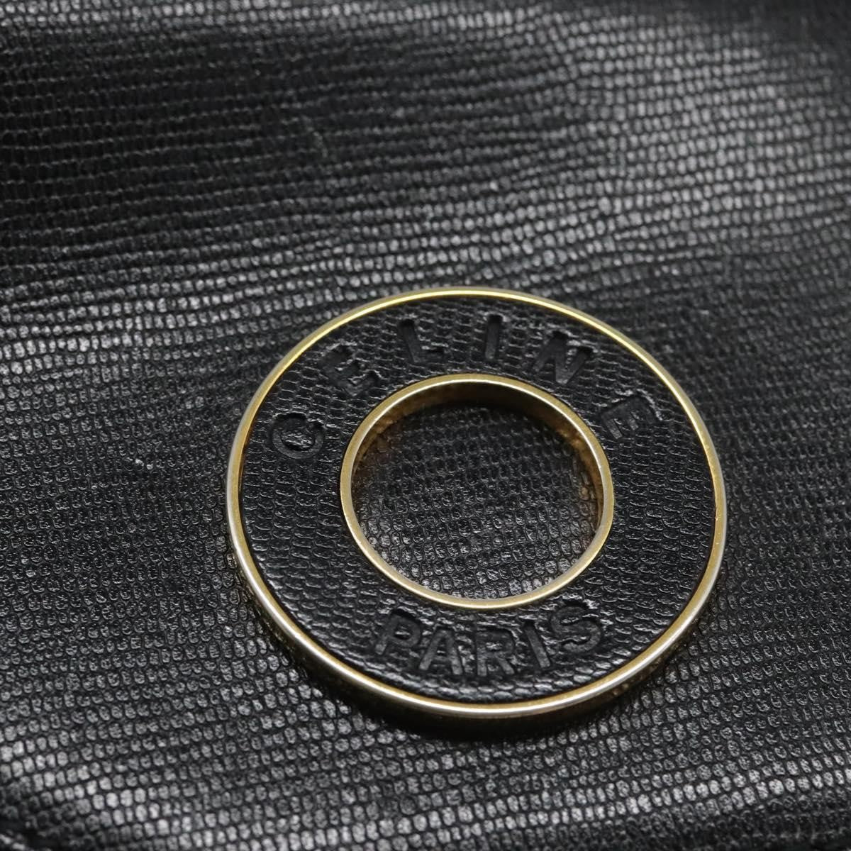 Celine Vintage Circle Logo Crossbody Bag Leather, BLACK, LEATHER, Crossbody bag