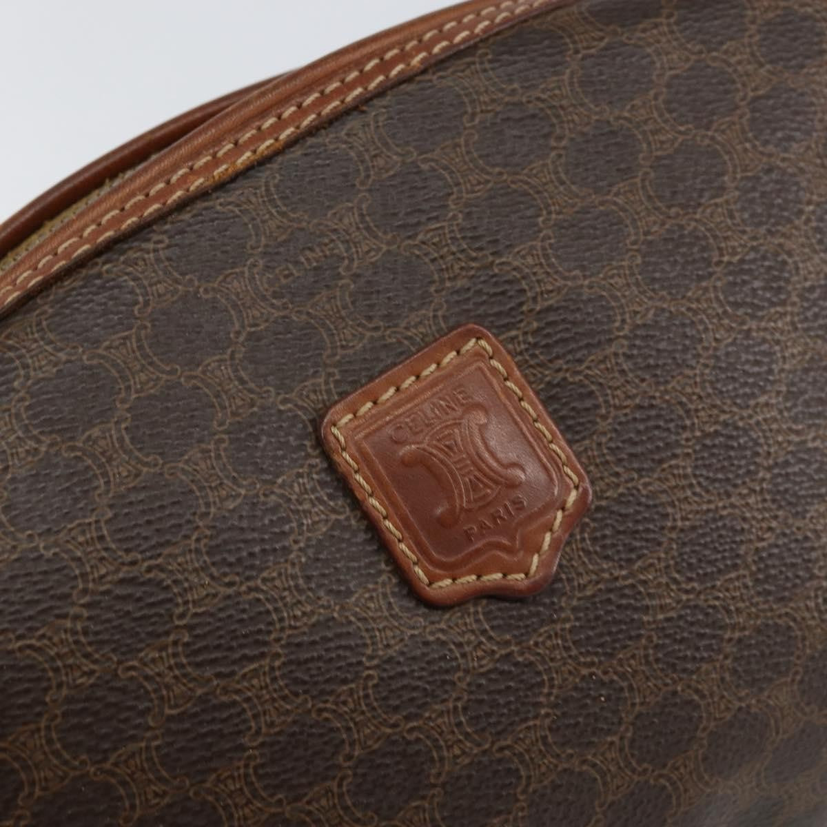 Celine Macadam Pochette Canvas and Leather, BROWN, CANVAS, Clutche & pouche