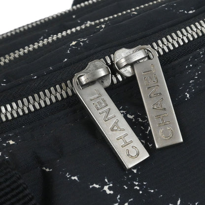Chanel Travel Line Boston Bag Printed Nylon, BLACK, NYLON, Handbag