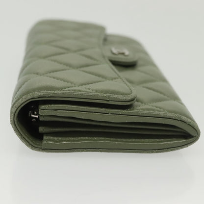 Chanel CC Gusset Classic Flap Wallet Quilted Lambskin, GREEN, LEATHER, Wallets