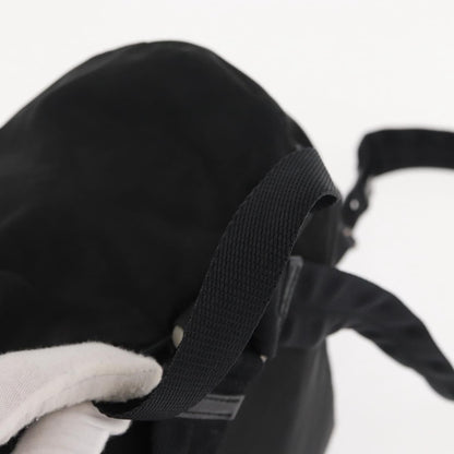 Prada Vela Double Front Pocket Backpack Tessuto with Saffiano Leather, BLACK, NYLON, Backpack