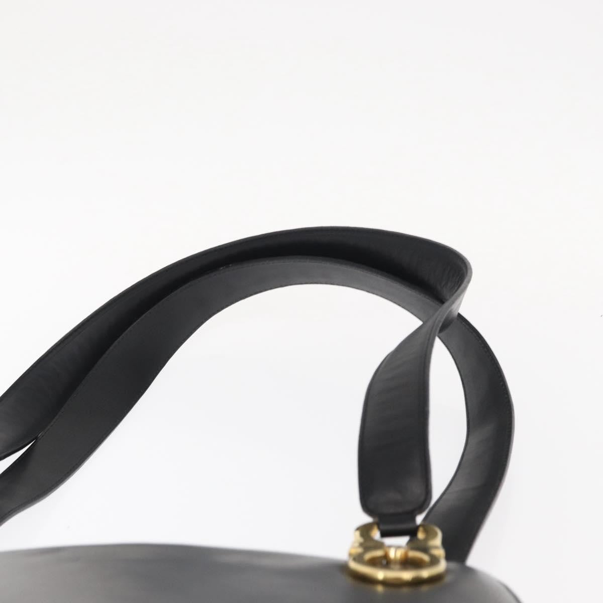 Salvatore Ferragamo Gancini Shoulder Bag Leather, BLACK, LEATHER, Shoulder bag