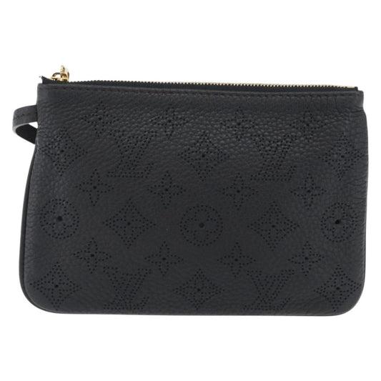 Louis Vuitton Selene Pochette Mahina Leather, Black, Leather, Clutch