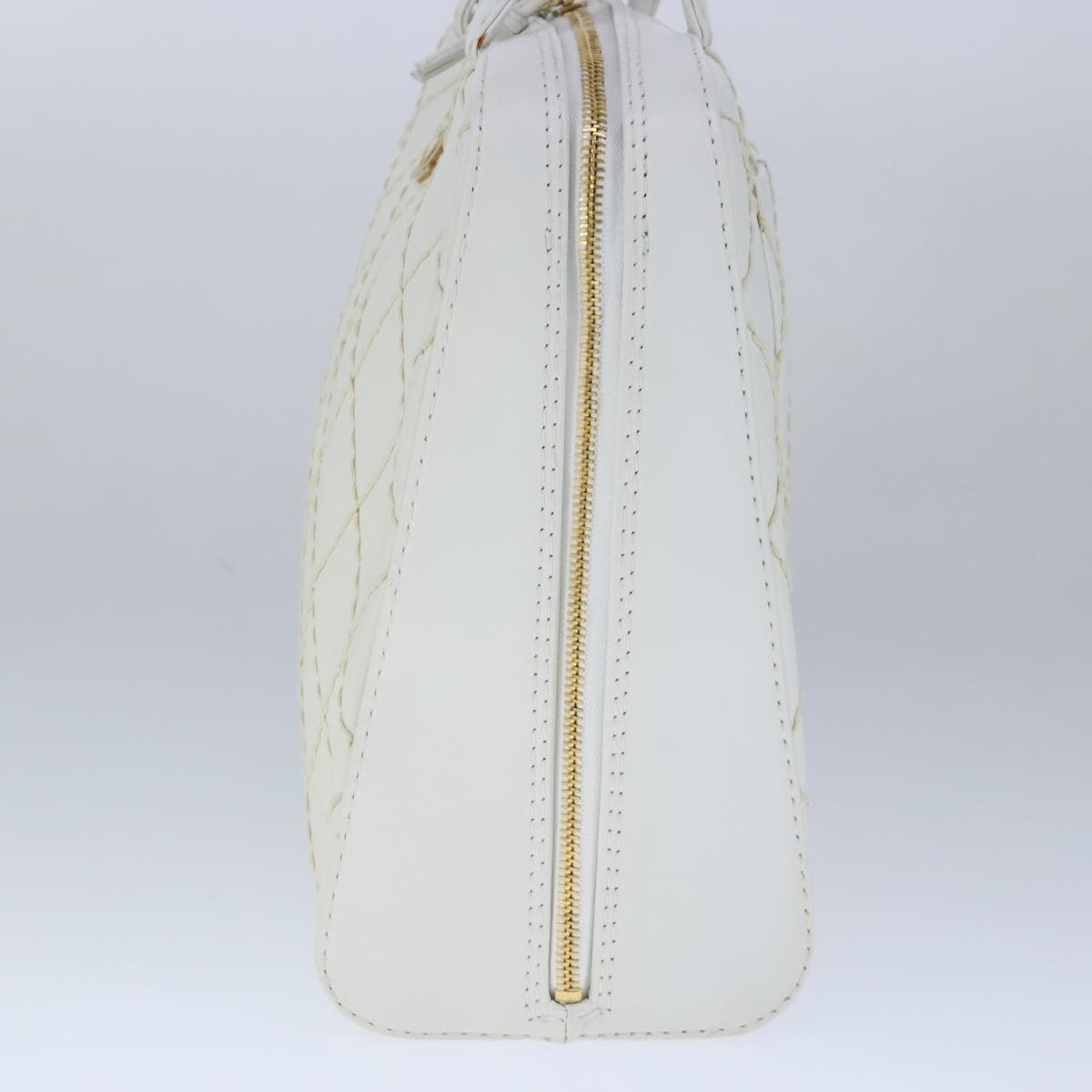 Chanel Surpique Zip Around Satchel Quilted Leather, WHITE, LEATHER, Handbag