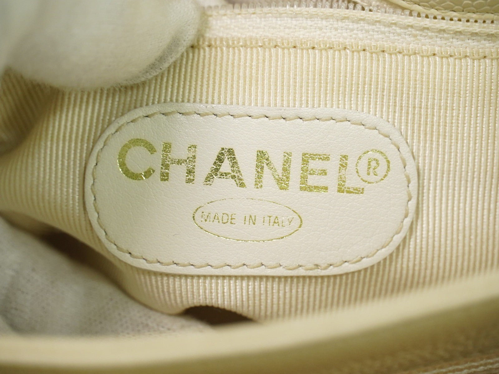 Chanel Vintage Shoulder Bag Leather, ECRU, LEATHER, Shoulder bag
