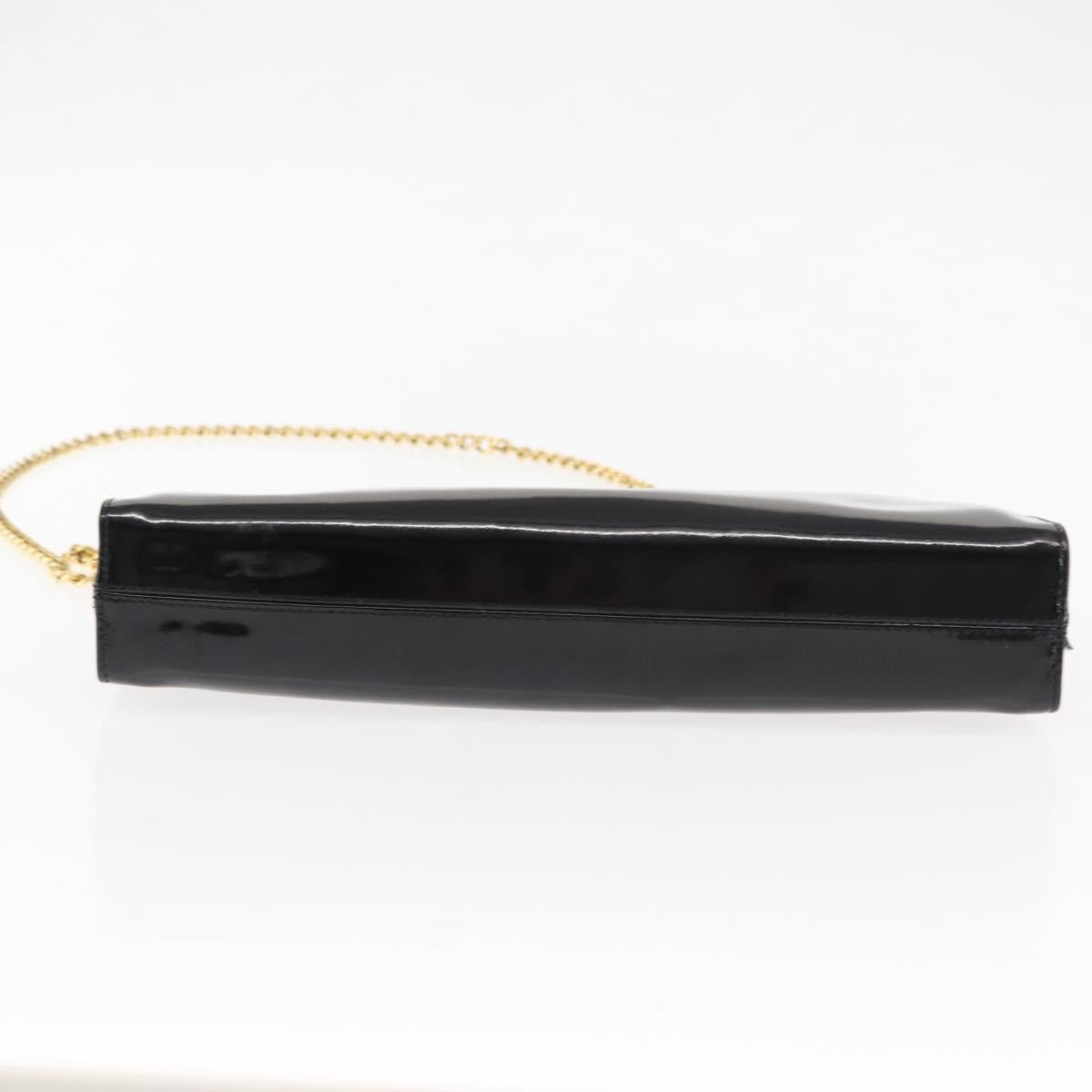 Salvatore Ferragamo Vintage Gancini Chain Shoulder Bag Patent Leather, BLACK, PATENT_LEATHER, Shoulder bag