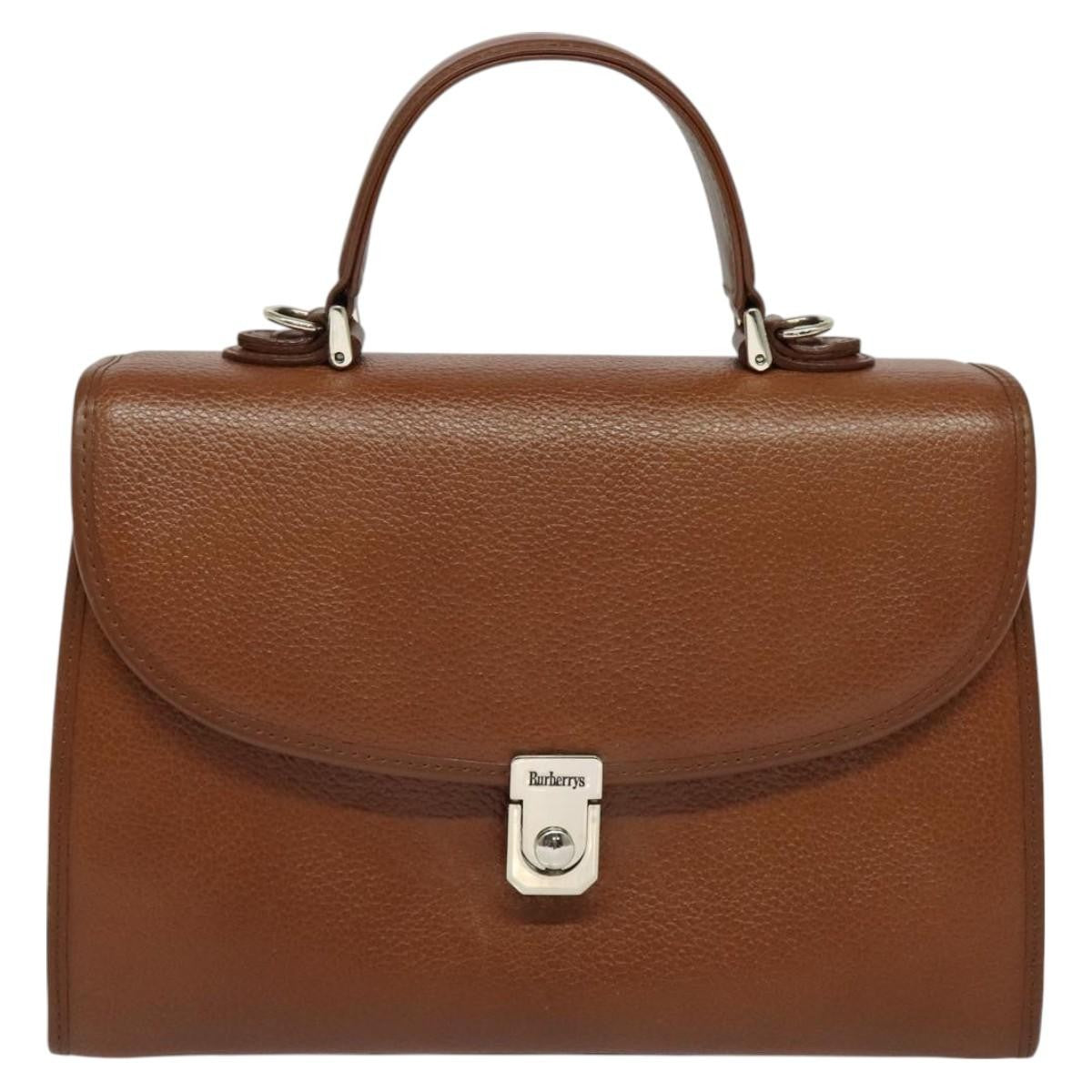 Burberry Vintage Handbag Leather, BROWN, LEATHER, Handbag