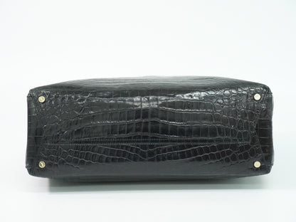 Salvatore Ferragamo Vara Tote Embossed Leather, BLACK, LEATHER, Tote bag