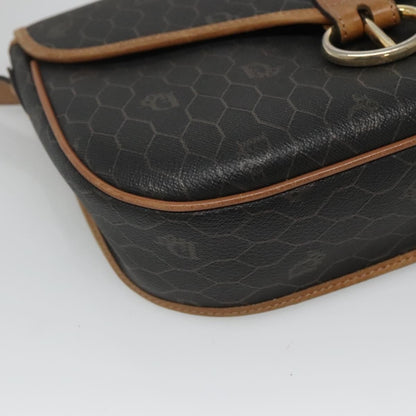 Christian Dior Vintage Honeycomb Flap Crossbody Bag Coated Canvas, BLACK, CANVAS, Crossbody bag