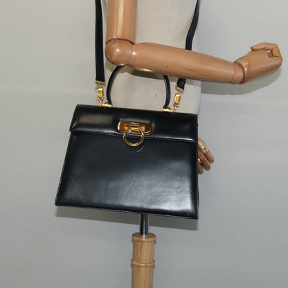 Salvatore Ferragamo Convertible Top Handle Bag Leather, NAVY, LEATHER, Handbag