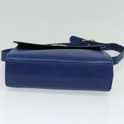 Celine Circle logo Leather, BLUE, LEATHER, Handbag
