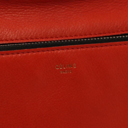 Celine Edge Bag Leather, ORANGE, LEATHER, Handbag