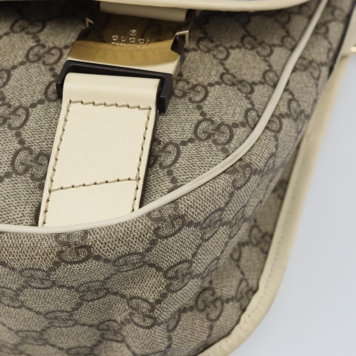 Gucci Double Buckle Flap Messenger Bag GG Coated Canvas with Leather, BEIGE, PVC, Shoulder bag