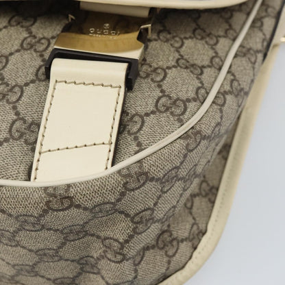 Gucci Double Buckle Flap Messenger Bag GG Coated Canvas with Leather, BEIGE, PVC, Shoulder bag