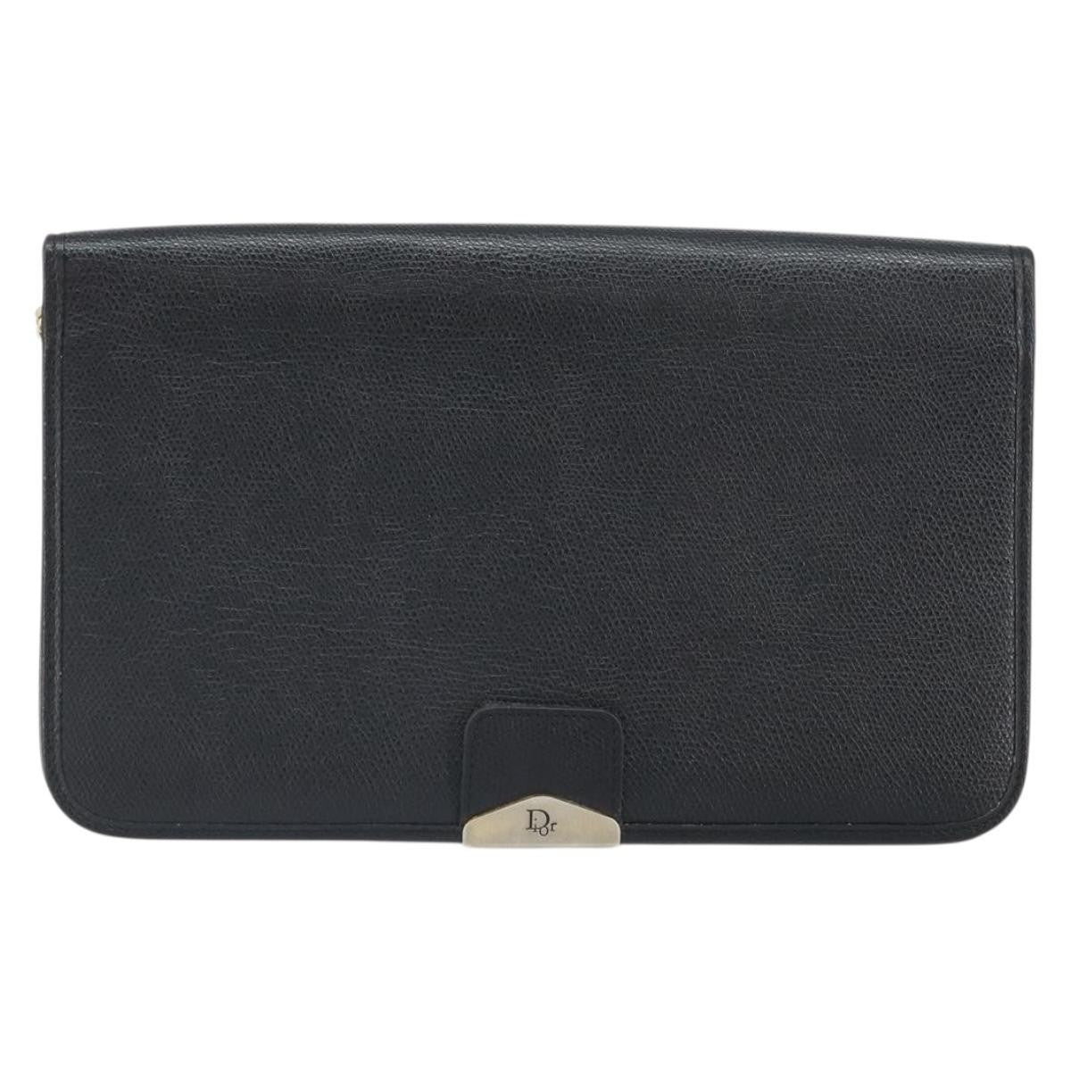 Christian Dior Vintage Chain Flap Shoulder Bag Leather, BLACK, LEATHER, Shoulder bag