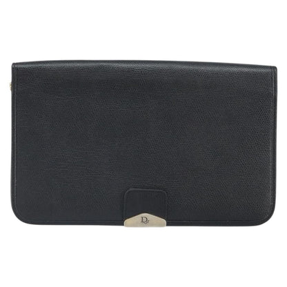 Christian Dior Vintage Chain Flap Shoulder Bag Leather, BLACK, LEATHER, Shoulder bag