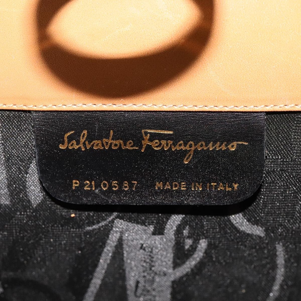 Salvatore Ferragamo Vintage Gancini Chain Shoulder Bag Leather, BEIGE, LEATHER, Shoulder bag