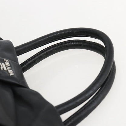 Prada Bow Tote Tessuto with Leather, BLACK, NYLON, Handbag
