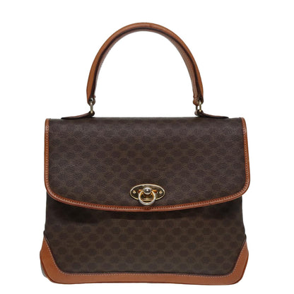 Celine Vintage Macadam Handbag Canvas and Leather, BROWN, CANVAS, Handbag