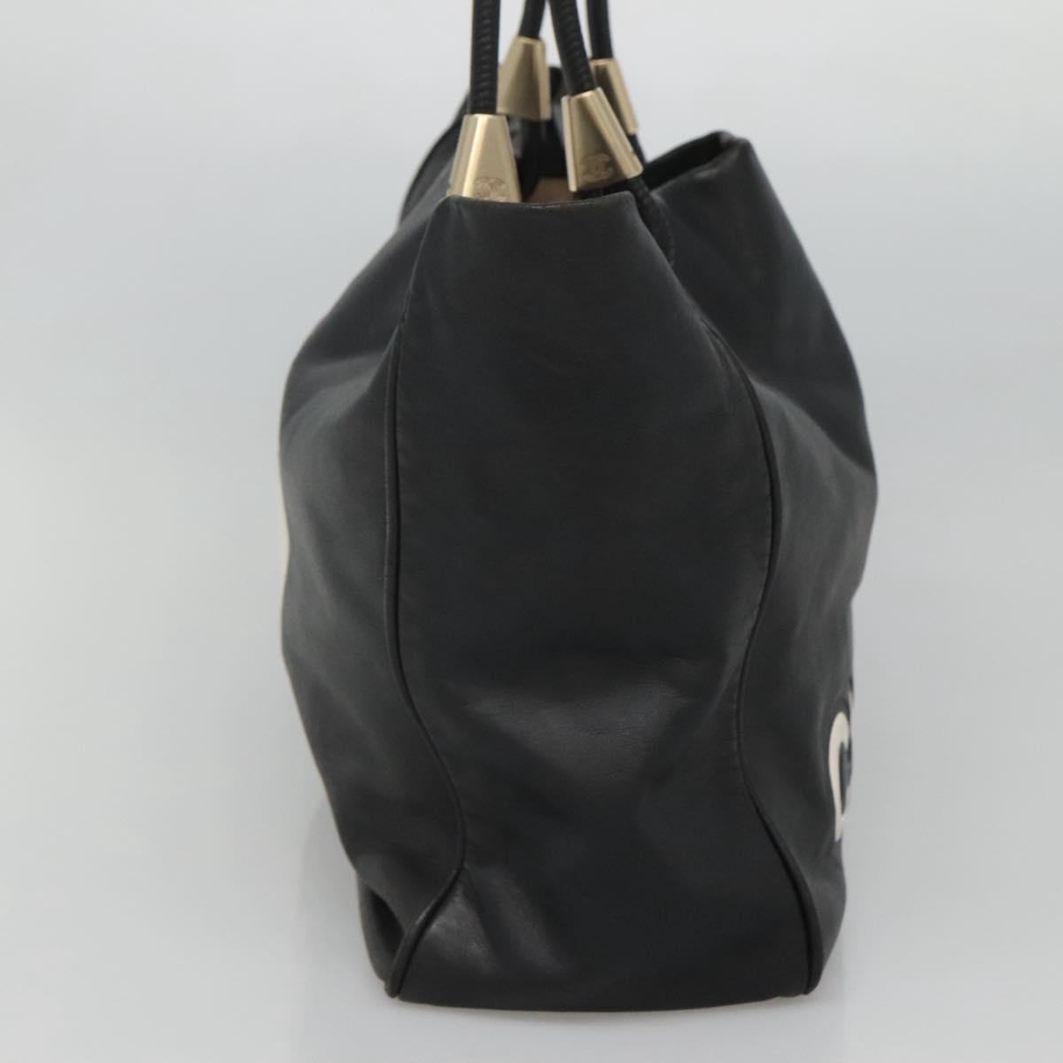 Chanel Camellia Tote Leather, BLACK, LEATHER, Tote bag