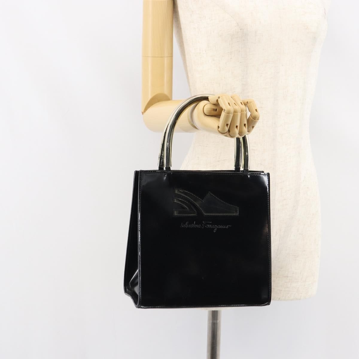 Salvatore Ferragamo Vintage Handbag Patent leather, BLACK, PATENT_LEATHER, Handbag