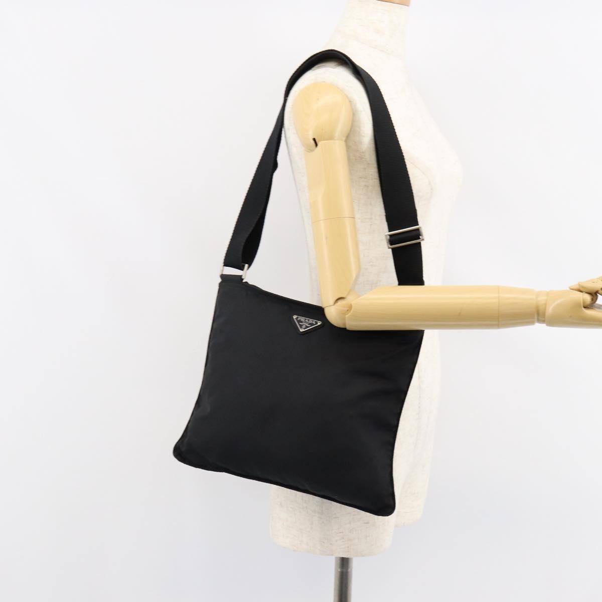 Prada Flat Messenger Bag Tessuto, BLACK, NYLON, Shoulder bag