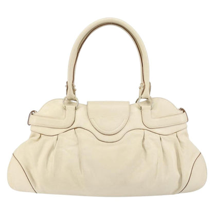 Salvatore Ferragamo Gancini handbag Leather, WHITE, LEATHER, Handbag