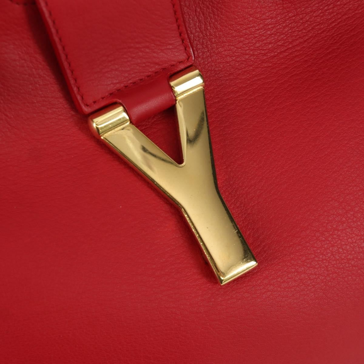 Saint Laurent Classic Y Cabas Leather, RED, LEATHER, Handbag